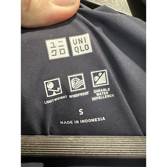 Uniqlo Women’s Down Puffer Coat Sz S Blue Goose Feather Mockneck Packable Hood - Picture 7 of 7